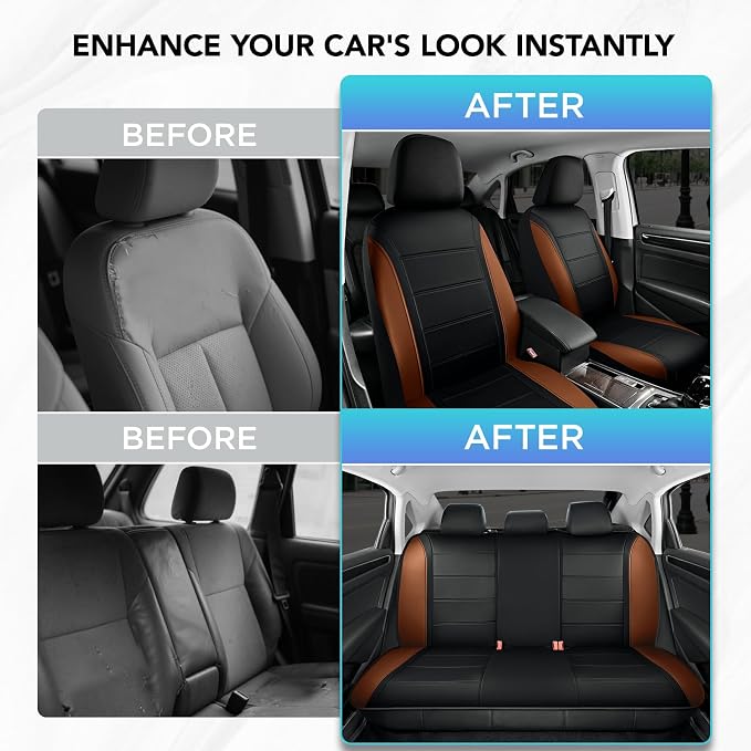 Road Comforts Leather Seat Covers, Breathable Car Seat Covers Full Set - Image 3