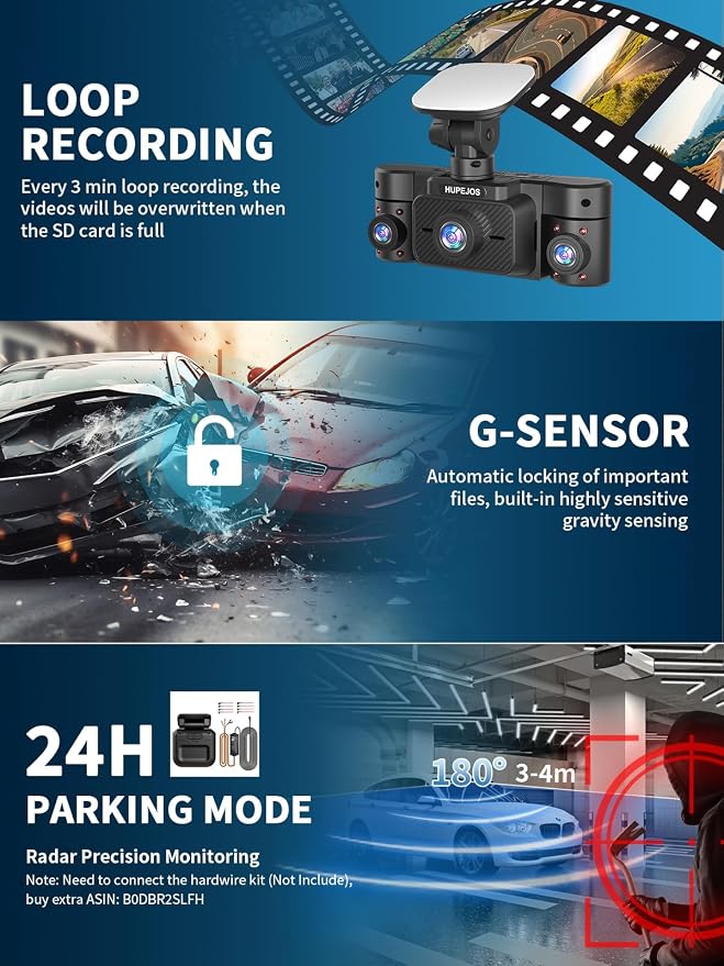 Dash Cam Front and Rear Inside, 360° Dash Camera - Image 4