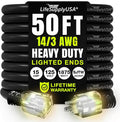 50ft Outdoor/Indoor Extension Cord 14/3 Gauge Heavy Duty 3 Prong SJTW, by LifeSupplyUSA
