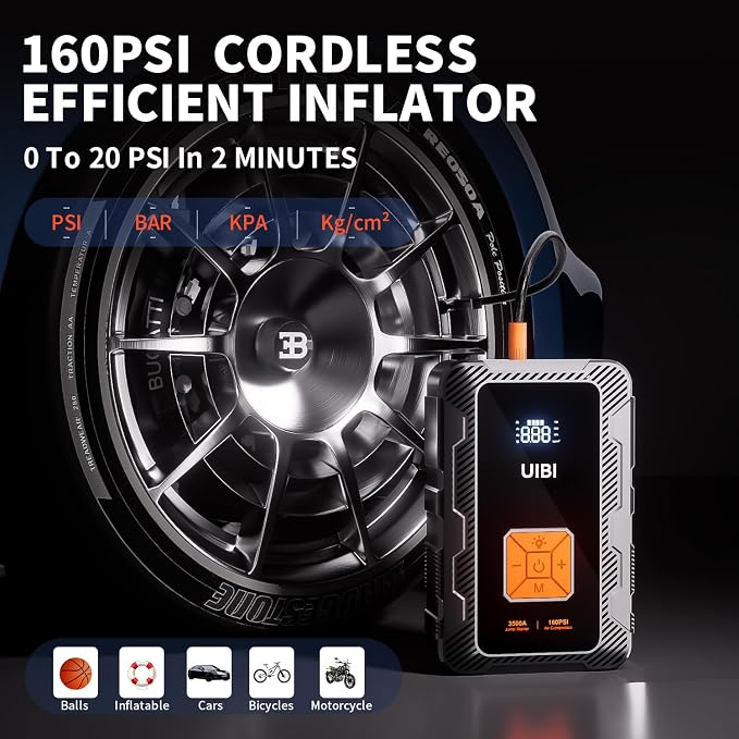 X7 Jump Starter with Air Compressor 160PSI, 3500A Car Battery Jumper Starter - Image 3