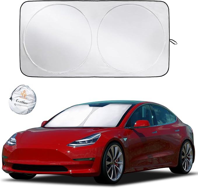 EcoNour Windshield Sun Shade for Tesla Model 3/Y Cars | Foldable Sun Shield | by EcoNour