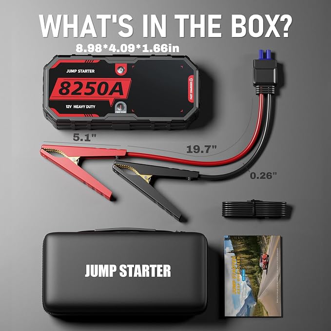 8250A Jump Starter, ATGFOX 12V Lithium Battery Booster Pack, Portable Jump Box - Image 8