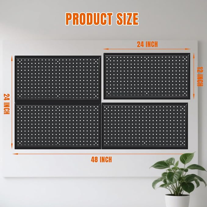 48x24 Inch Metal Pegboard Wall Organizer, Peg Board Utility Tool Storage - Image 2
