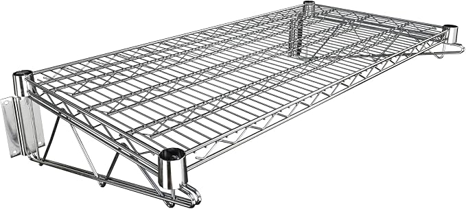 18" x 36" Chrome Wire Wall Mount Shelf by Krollen+Industrial