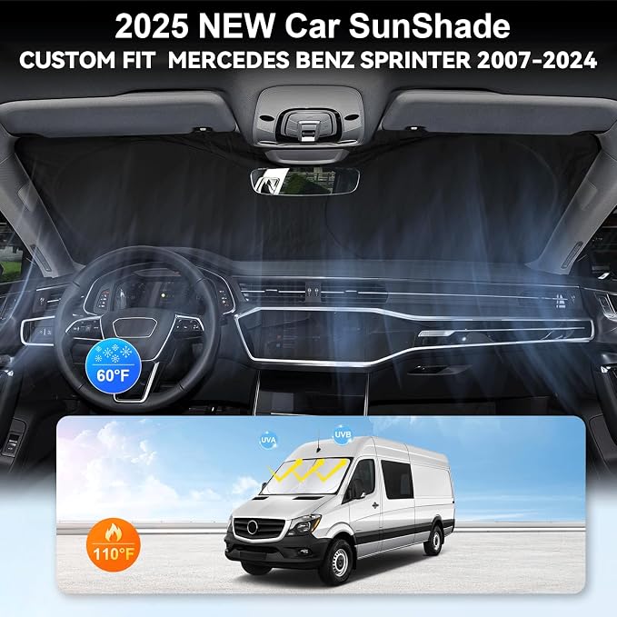 Custom Fit Benz Sprinter Windshield Sunshade - Image 4