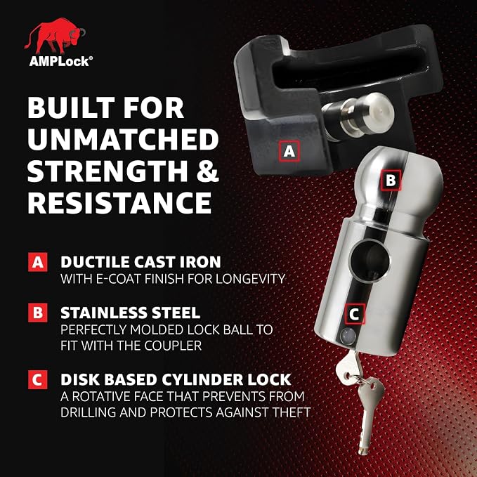 AMPLock - U-BRHT2516 2-5/16" Trailer Ball Hitch Lock - Titan Weld-on Design - Image 3
