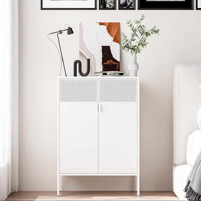 2 Mesh Door Metal Storage Cabinet by Washsemba
