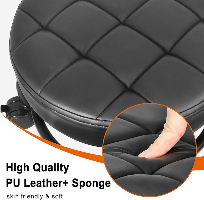 Low Roller Seat Low Height Rolling Stool PU Leather Rolling Stool, Modern - Image 6