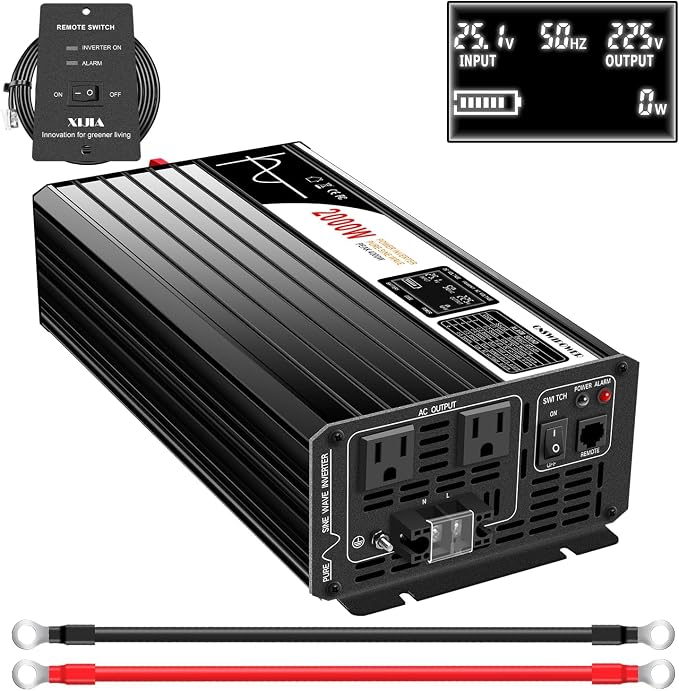 Xijia Pure sine Wave Inverter 2000w Power Inverter dc 12v to 110v 120V ac rv by XIJIA