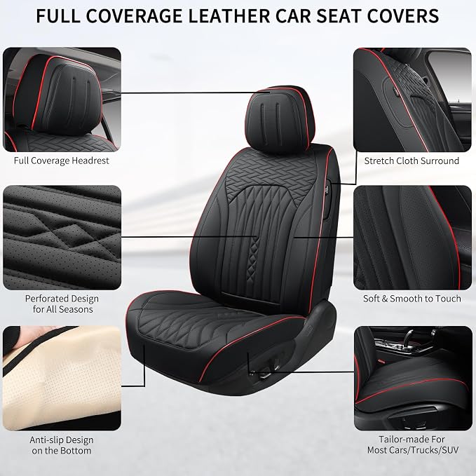 Car Seat Covers Full Set, Leather Seat Covers - Image 2