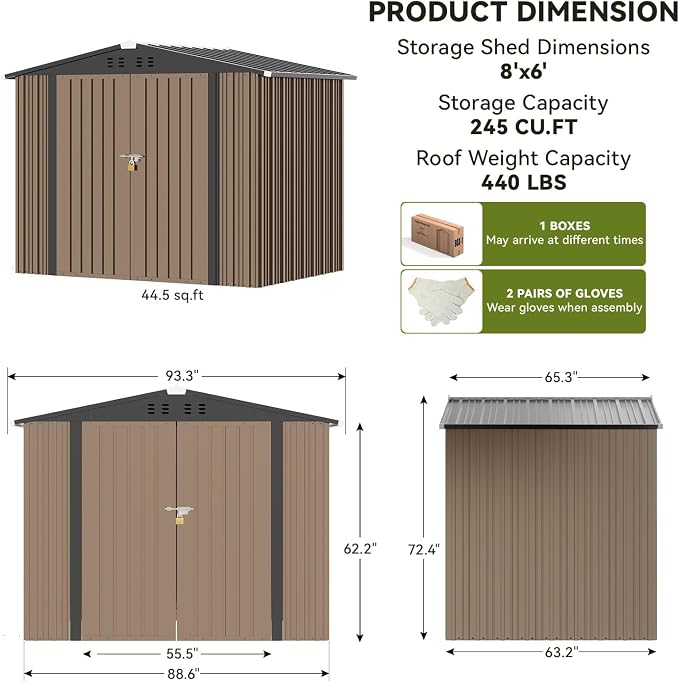 COMHOMA Shed Outdoor Storage Shed Metal, Lockable Doors Tool Sheds - Image 2