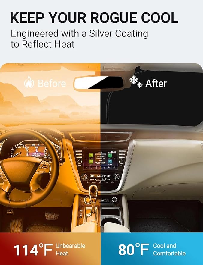 Proadsy for Nissan Rogue 2014-2020 Windshield Sun Shade 4-Layer Foldable Front - Image 3