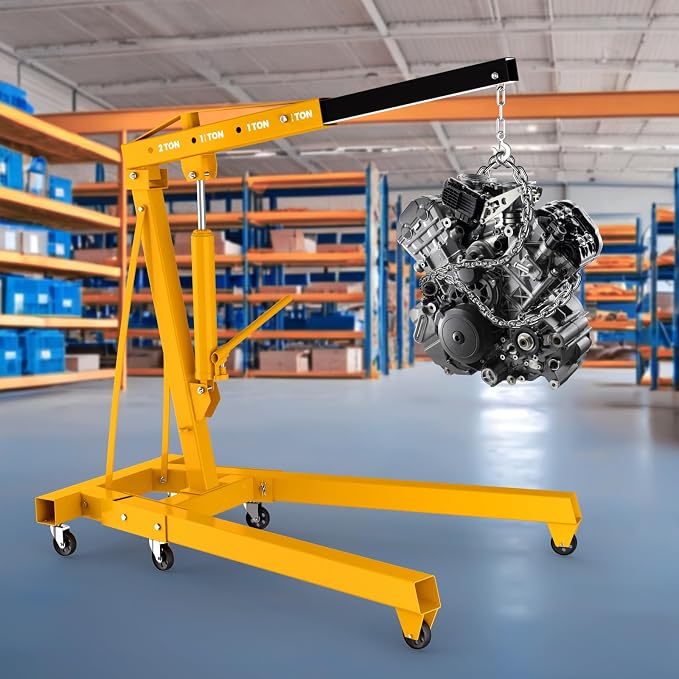 3 Ton Engine Hoist, Folding Hydraulic Cherry Picker Engine Lift, 6500LBS Alloy - Image 2