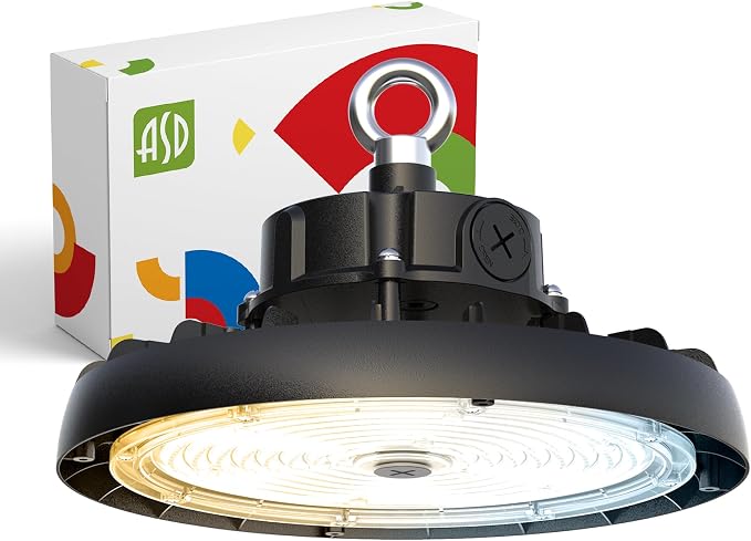 ASD LED High Bay UFO Light Fixture, Commercial Shop Lighting | 3CCT, IP69K by ASDLightingCorporation