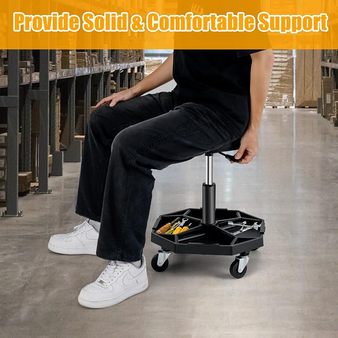 Adjustable Mechanic Rolling Stool, Pneumatic Rolling Stool - Image 9