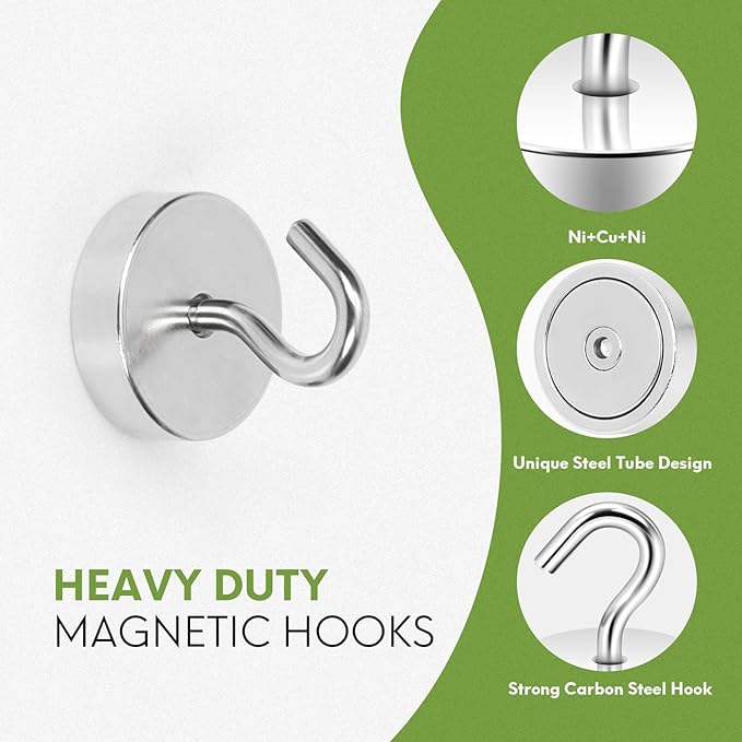 Neosmuk Magnetic Hooks, Cruise Ship Essentials, 80lb+ Heavy Duty Magnetic Hooks - Image 6