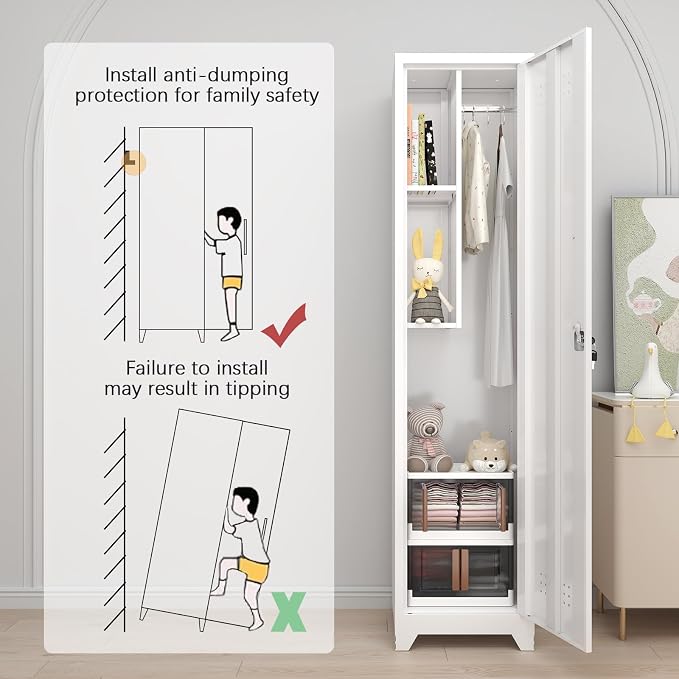 GREATMEET Slim Broom Closet Storage Cabinet, Narrow Utility Closet, Utility - Image 5