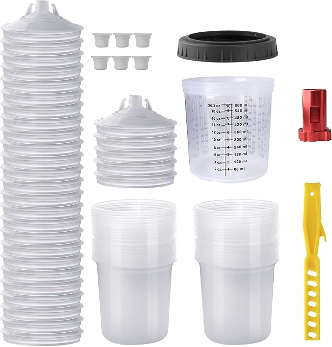 Disposable Paint Mixing Cup Kit, HVLP Paint Sprayer Gun Mixing Cups by ROIKETU