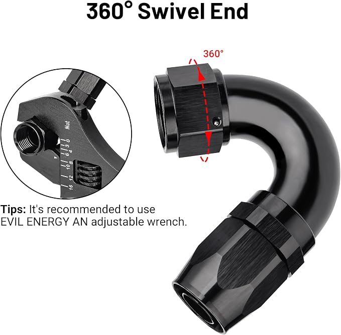 EVIL ENERGY 12AN 150 Degree One Piece Full Flow Hose End Fitting Swivel - Image 4