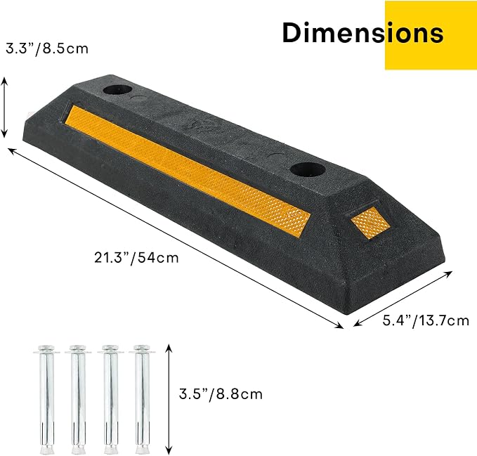 2 Pack Rubber Parking Guide Blocks | Heavy Duty Black Parking Blocks Parking - Image 2