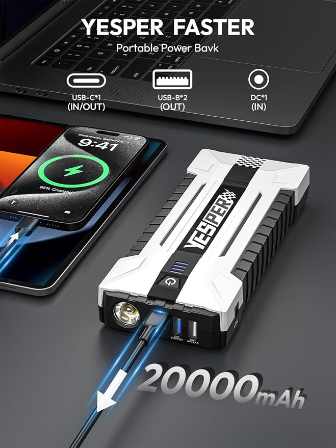 YESPER Battery Jump Starter Portable, 3000A Booster Pack Jump Box - Image 4