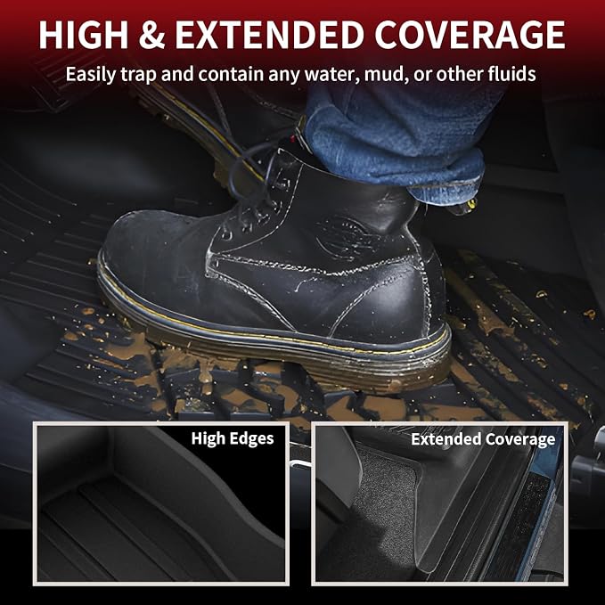 LASFIT Floor Mats for Toyota Tundra 2014-2021 CrewMax Cab, All Weather Custom - Image 3