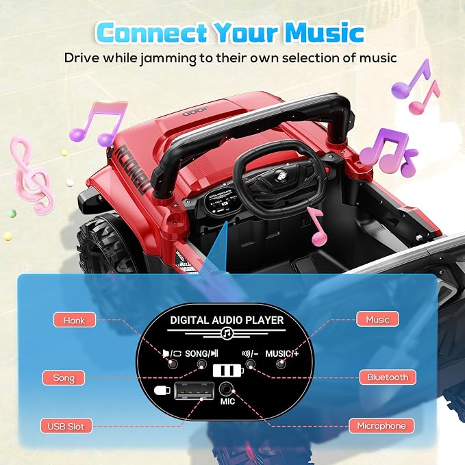 SEALIGHT 12V Kids Ride On Car Truck w/Parent Remote Control, 4 * 380W Motors - Image 4