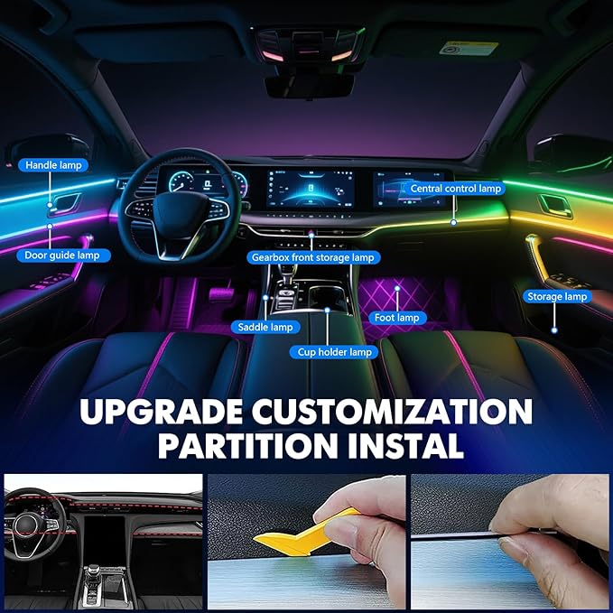 2025 Upgraded Dreamcolor Acrylic Interior Car LED Strip Light - Image 8