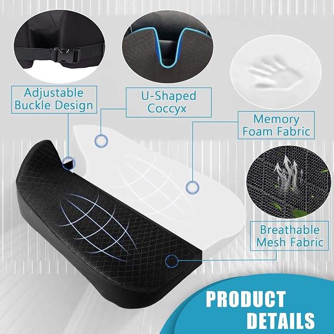 MYFAMIREA Car Coccyx Seat Cushion Longer Office Chair Cushion, Memory Foam - Image 3