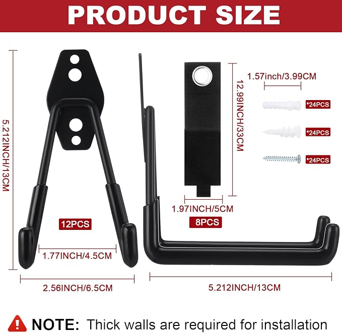 Landhoow 20 Pack Garage Hooks Set Include 12 Pcs Steel Garage Hooks Heavy Duty - Image 2