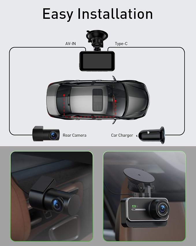 Dash Cam Front and Rear, 4K+1080P WiFi Dual Dash Camera - Image 8