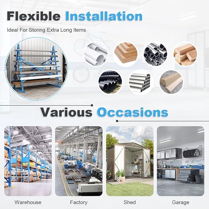 Yeeoy Steel Horizontal Storage Rack, 7 Tier Detachable Lumber Storage Rack - Image 7