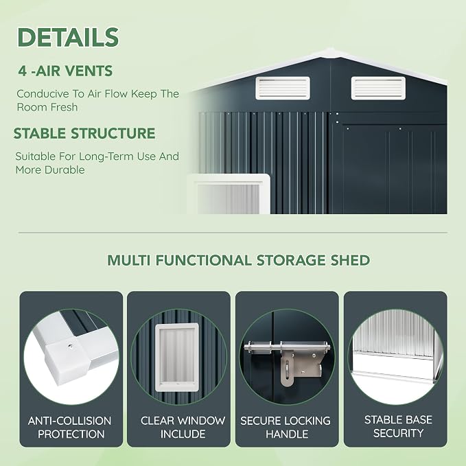 6X4X6.5 FT Compact Vertical Outdoor Steel Storage Shed - Image 4