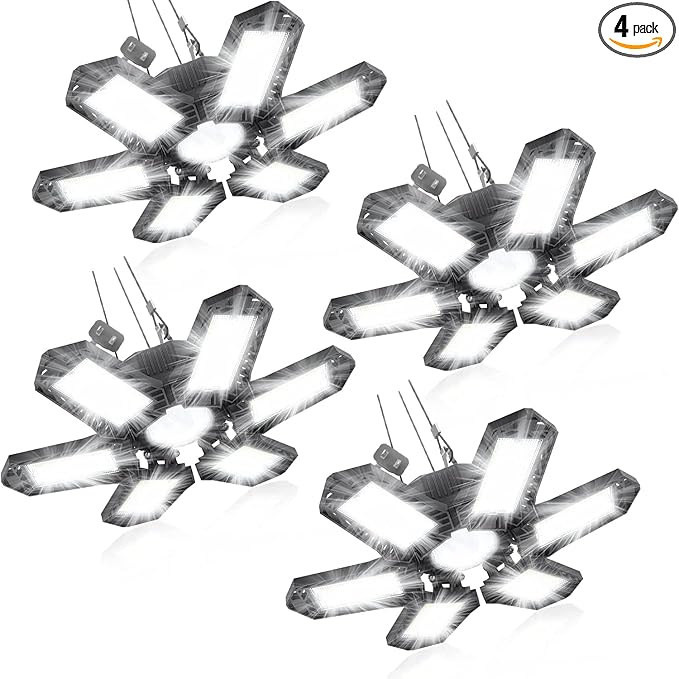 SEOBIOG LED Garage Lights 4 Pack, 200W 20000LM Plug in Linkable LED Shop Light by SEOBIOG