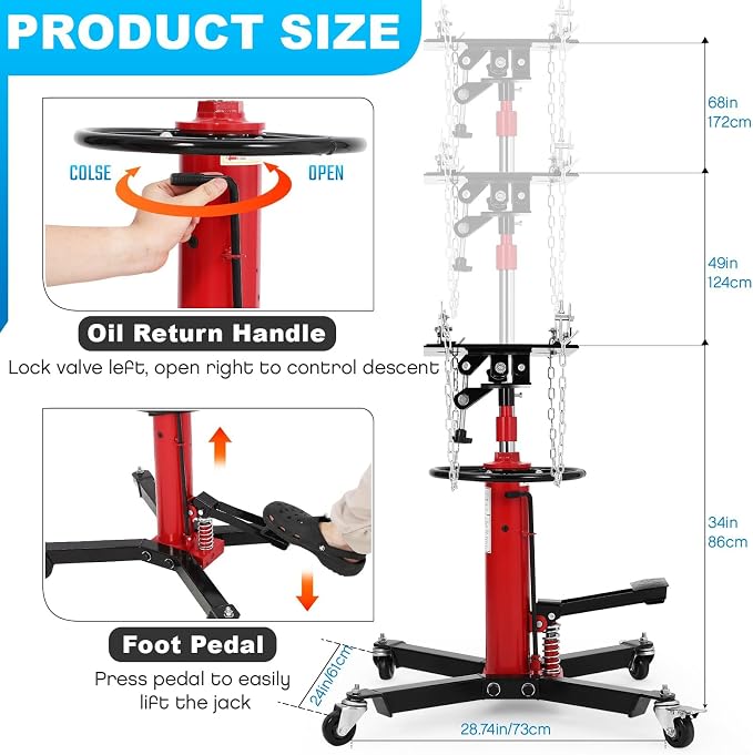 Transmission Jack, Hydraulic Telescoping Transmission Jack - Image 3