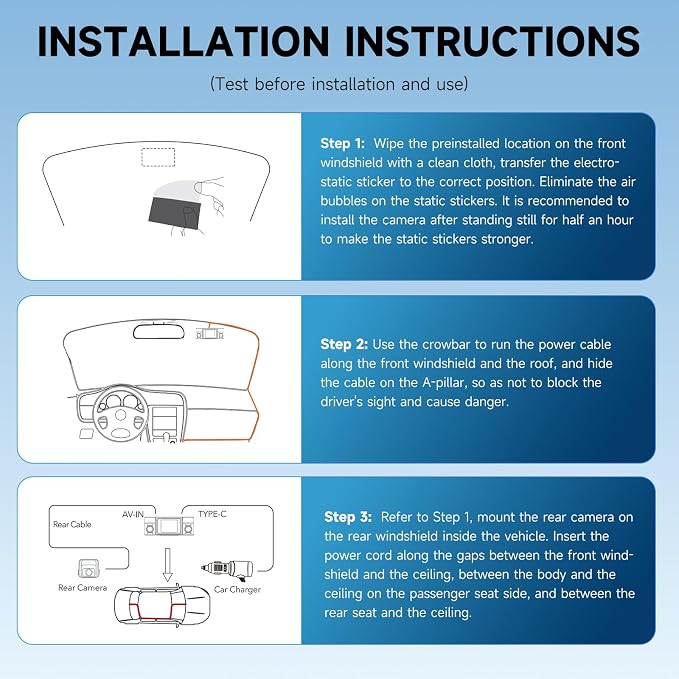 Dash Cam Front and Rear Inside, 360° Dash Camera - Image 9