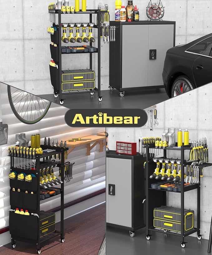 Artibear 4-Tier Rolling Power Tool Organizer Storage Cart, Garage Organization - Image 7