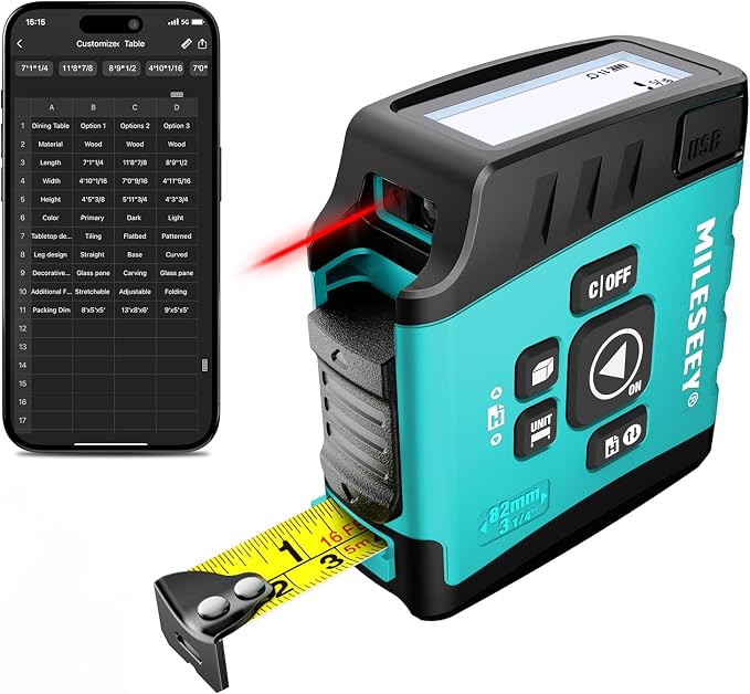 MiLESEEY DT20 Laser Tape Measure 3-in-1, 130FT Laser Distance Meter, 16FT by MiLESEEY