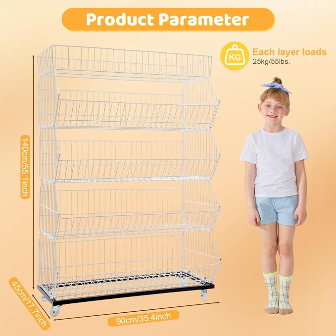 Retail Display Rack 5-Tier Market Merchandise Display Shelf Fruit Storage Shelf - Image 3