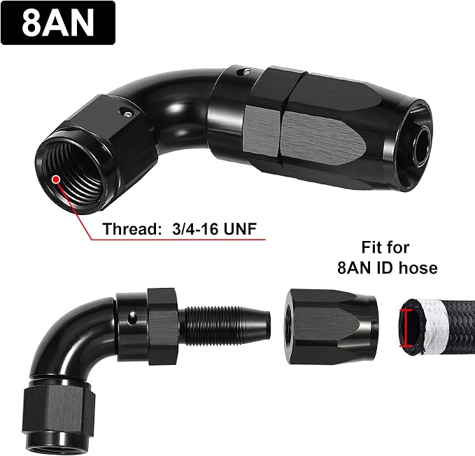 EVIL ENERGY 8AN 90 Degree One Piece Full Flow Hose End Fitting Swivel - Image 2