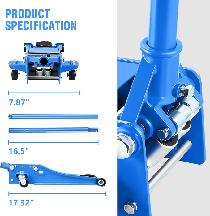 DNA MOTORING Low Profile Hydraulic Trolley Service/Floor Jack, 3 Ton Capacity - Image 5