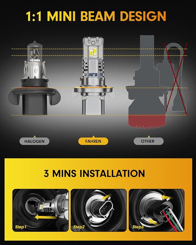 FAHREN Latest & Brightest H13/9008 LED Bulbs, 10X Brighter 60, 000LM Ultra - Image 3