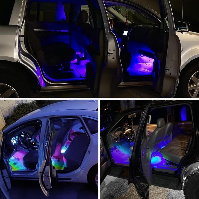 Nilight 4PCS Interior Car Strip Lights Cigarette Lighter Dream Color RGB-IC 12V - Image 7