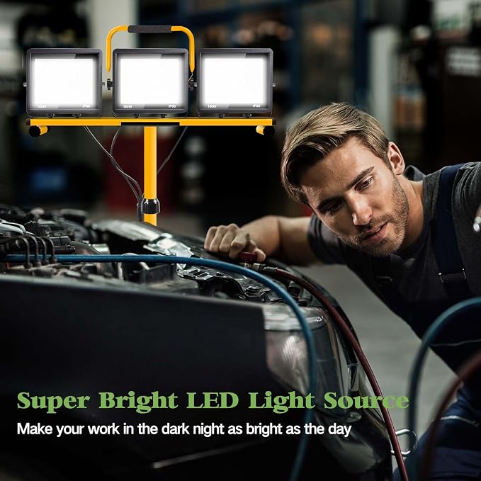 21000 Lumen Work Lights with Stand, 3 Adjustable Head LED Work Light，Foldable - Image 5