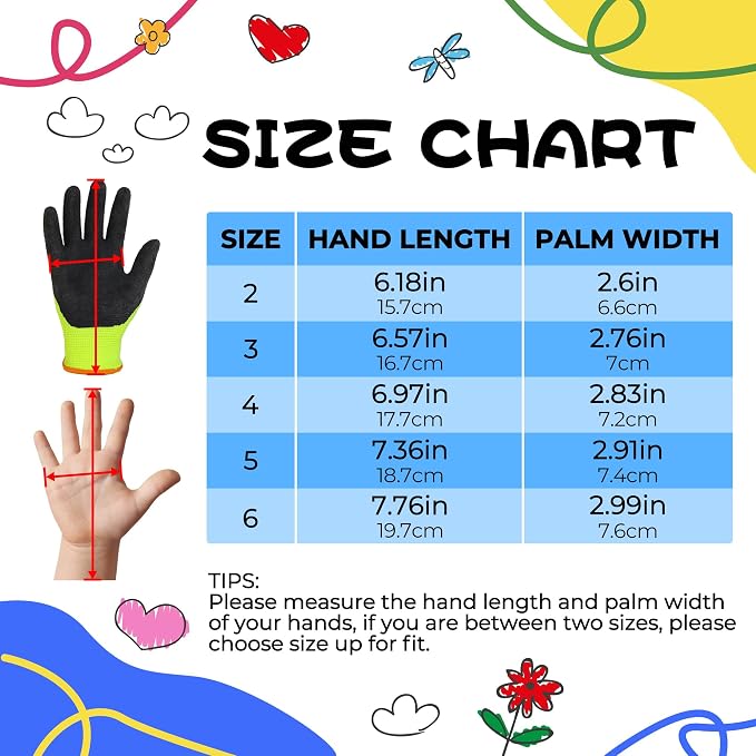 HANDLANDY 3 Pairs Kids Gardening Gloves Latex Free, Nitrile Coated Children - Image 5