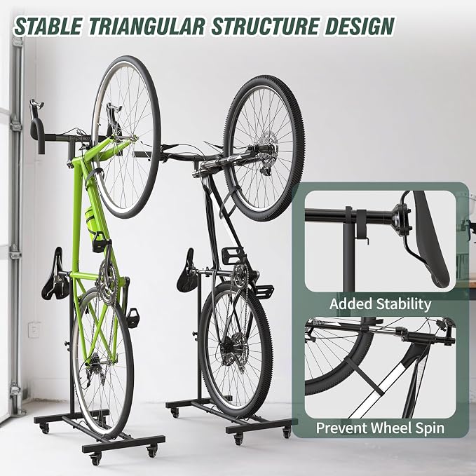 Vertical Bike Stand, Upright Bike Parking Rack Floor, Adjustable Bicycle Storage - Image 6