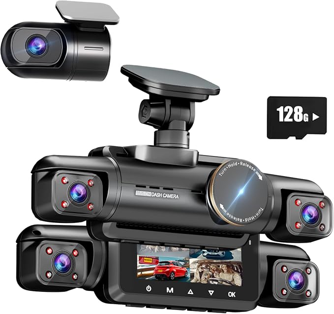 AI Dash Cam Front Rear Inside, 4 Channel 3k+1080P*3 Dashcam by NeidesoDashCam