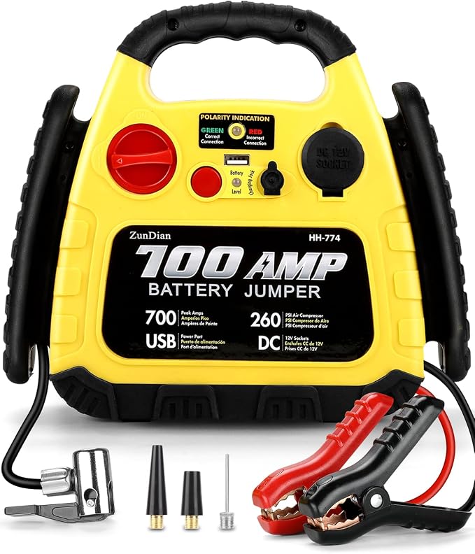 Jump Starter with Air Compressor 260PSI, 1000A Portable Car Jump Starter by ZunDianPowerStationJumpStarter