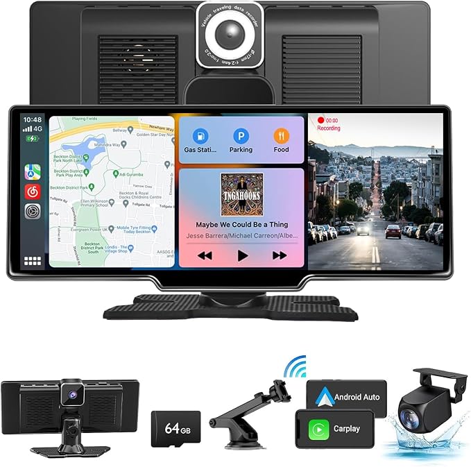 Wireless Carplay Screen for Car, 10.26" HD Touchscreen by RLIERCI