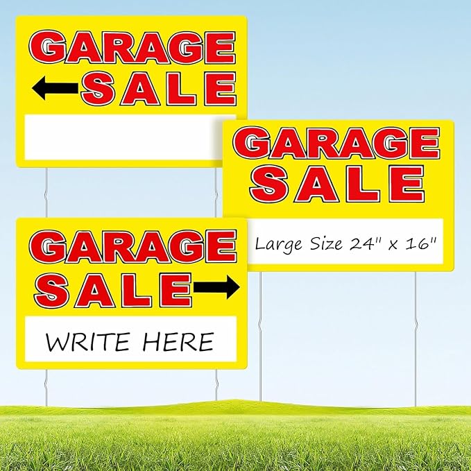 Garage Sale Sign, Large Size 24" x 16" Garage Sale Signs by SPVIKISGO